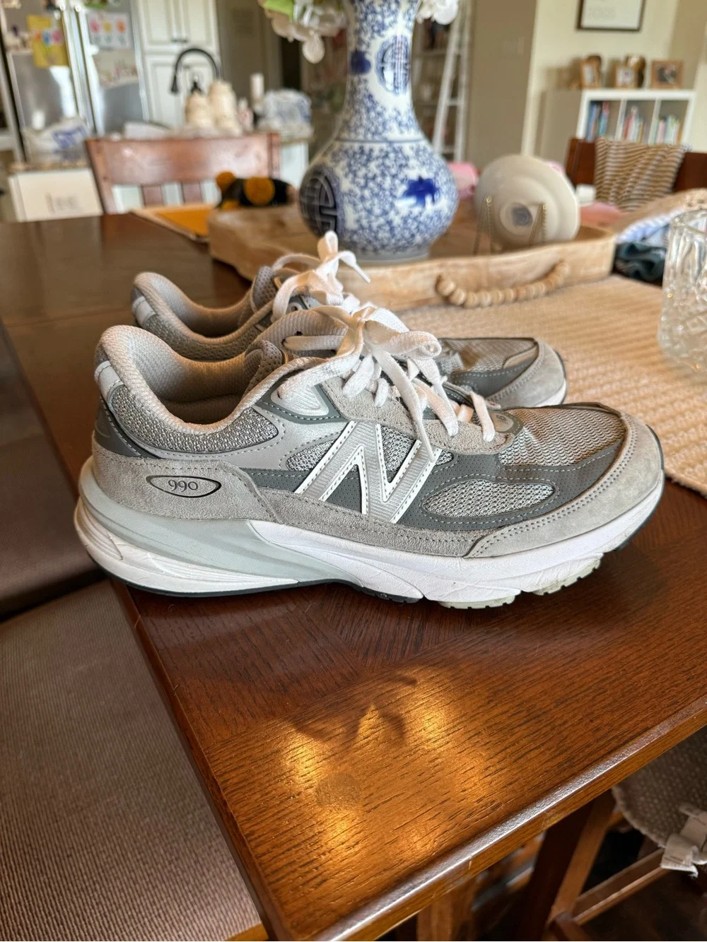 New Balance Gray Suede & Mesh 990 Sneakers
